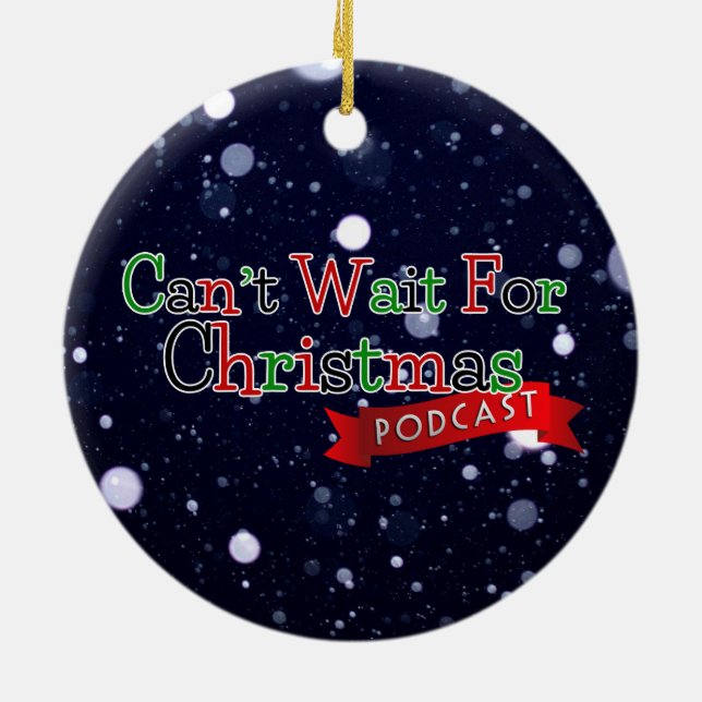 Ornement Rond En Céramique Ne peut pas attendre le Podcast de Noël (Dos)