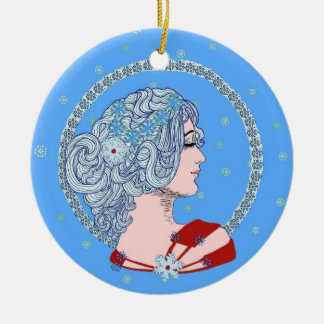 Ornement Rond En Céramique Neige d'hiver