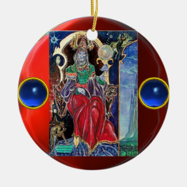 Ornement Rond En Céramique NEUROMANCER, Pierres de saphir bleu (Devant)