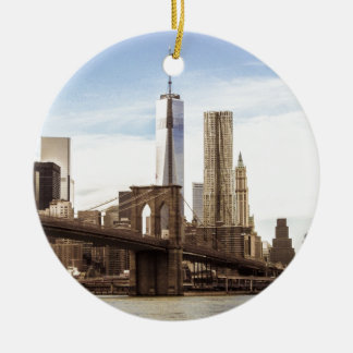Ornement Rond En Céramique New York Brooklyn bridge