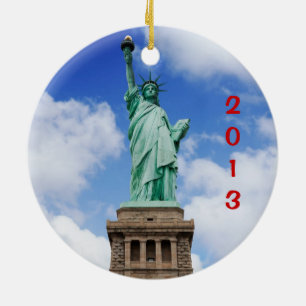 Ornement Rond En Céramique New York City, Statue de la Liberté