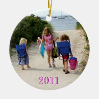 Ornement Rond En Céramique Noël 2011 à la plage
