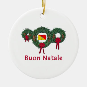 Ornement Rond En Céramique Noël 2 de la Sicile