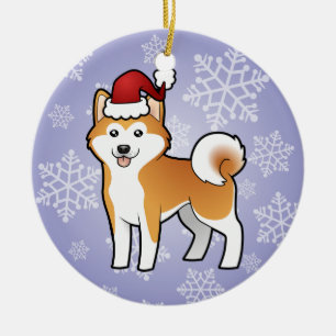 Ornement Rond En Céramique Noël Akita Inu/Shiba Inu