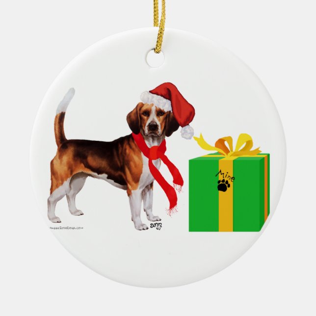Ornement Rond En Céramique Noël Beagle (Devant)