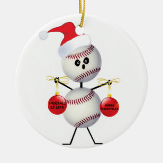 Ornement Rond En Céramique Noël de baseball