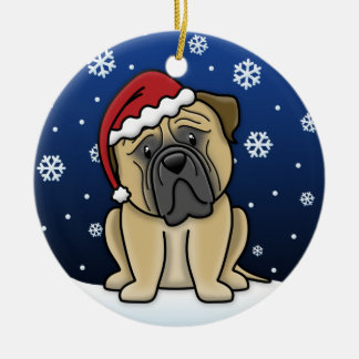 Ornement Rond En Céramique Noël de Bullmastiff de bande dessinée de Kawaii