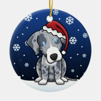 Ornement Rond En Céramique Noël de chien de léopard de Catahoula de bande