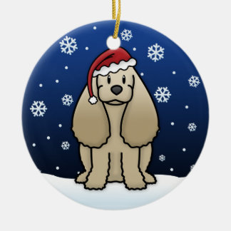 Ornement Rond En Céramique Noël de cocker de bande dessinée de Kawaii