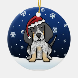 Ornement Rond En Céramique Noël de Coonhound de Bluetick de bande dessinée de