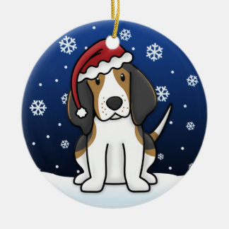 Ornement Rond En Céramique Noël de Coonhound de marcheur de Treeing de bande