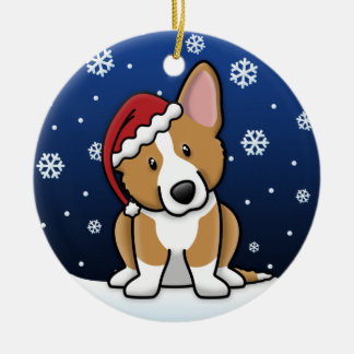 Ornement Rond En Céramique Noël de corgi de Gallois de cardigan de bande