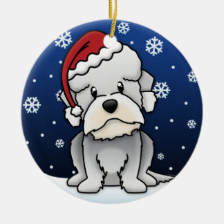 Ornement Rond En Céramique Noël de Dandie DInmont Terrier de bande dessinée