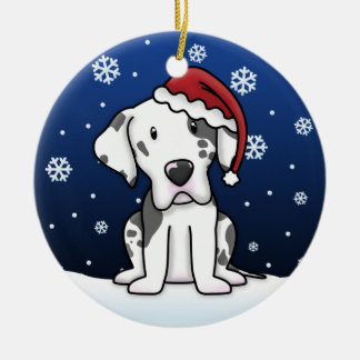 Ornement Rond En Céramique Noël de great dane de harlequin de bande dessinée