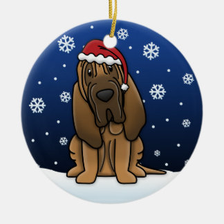 Ornement Rond En Céramique Noël de limier de bande dessinée de Kawaii
