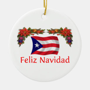 Ornement Rond En Céramique Noël de Porto Rico