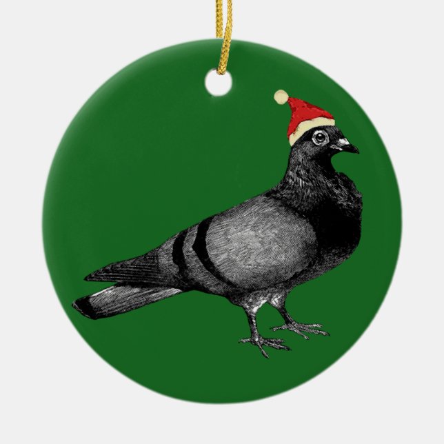 Ornement Rond En Céramique noël des pigeons (Devant)