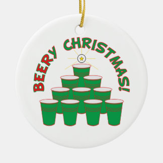 Ornement Rond En Céramique Noël d'odeur de bière !