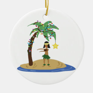 Ornement Rond En Céramique Noël en Hawaï
