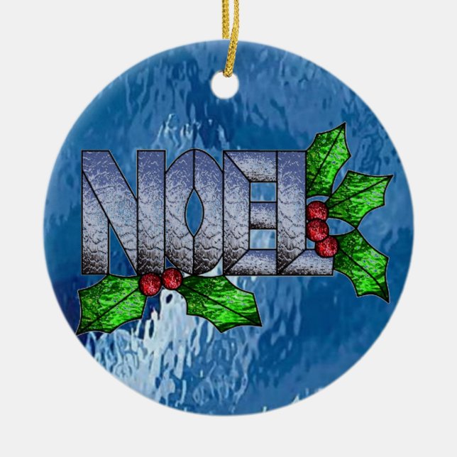 Ornement Rond En Céramique Noel en verre souillé (Devant)