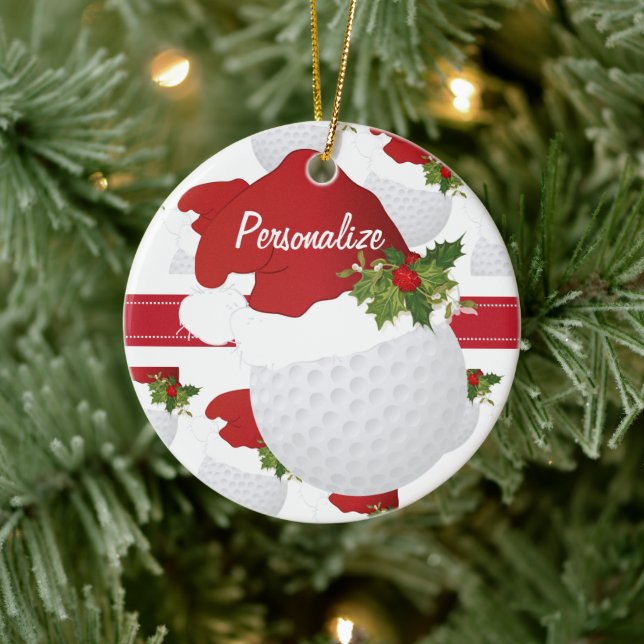 Ornement Rond En Céramique Noël Golf Personnaliser l'ornement (Arbre)