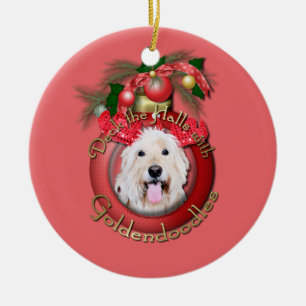 Ornement Rond En Céramique Noël - plate-forme les halls - GoldenDoodles -
