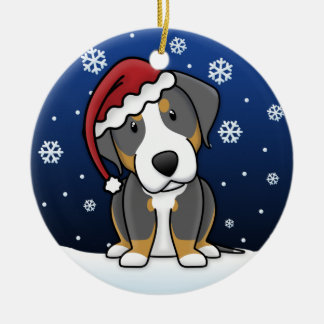 Ornement Rond En Céramique Noël suisse de chien de montagne de bande dessinée