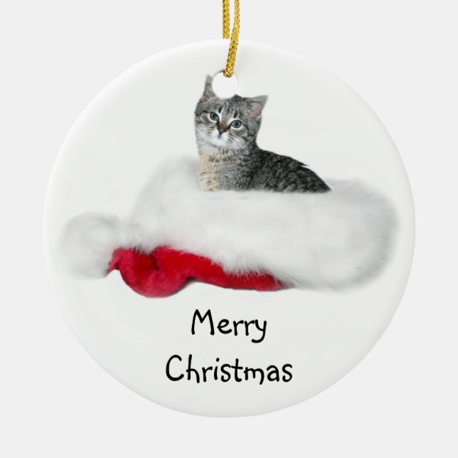 Ornement Rond En Céramique Noël Tabby kitten (Devant)