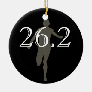 Ornement Rond En Céramique Noir personnalisé de souvenir du marathonien 26,2