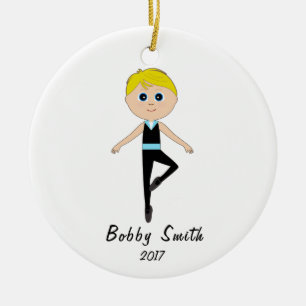 Ornement Rond En Céramique Nom et année de danseur de garçon personnalisabl
