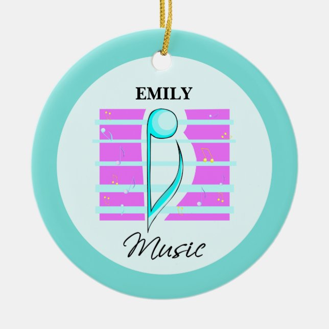 Ornement Rond En Céramique Note de félicitations, Performance musicale (Devant)