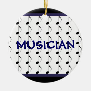 Ornement Rond En Céramique Notes musicales de Black and Navy - Musicien