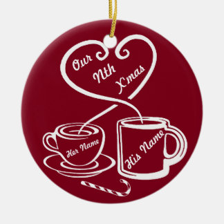 Ornement Rond En Céramique Notre nième Noël