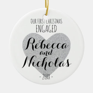 Ornement Rond En Céramique Notre premier Noël engagé ou ornementent ensembl