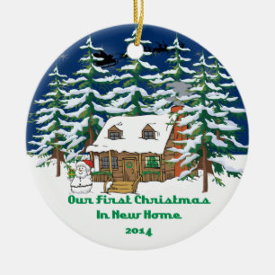 Ornement Rond En Céramique Nouveau cabine à la maison de Noël 2014