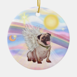 Ornement Rond En Céramique Nuages - Ange Pug (faon)