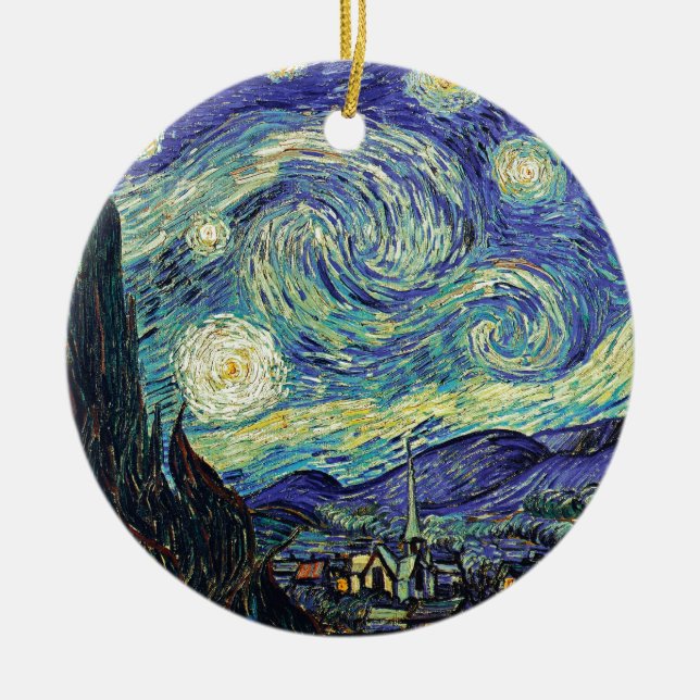 Ornement Rond En Céramique Nuit étoilée par van Gogh (Devant)