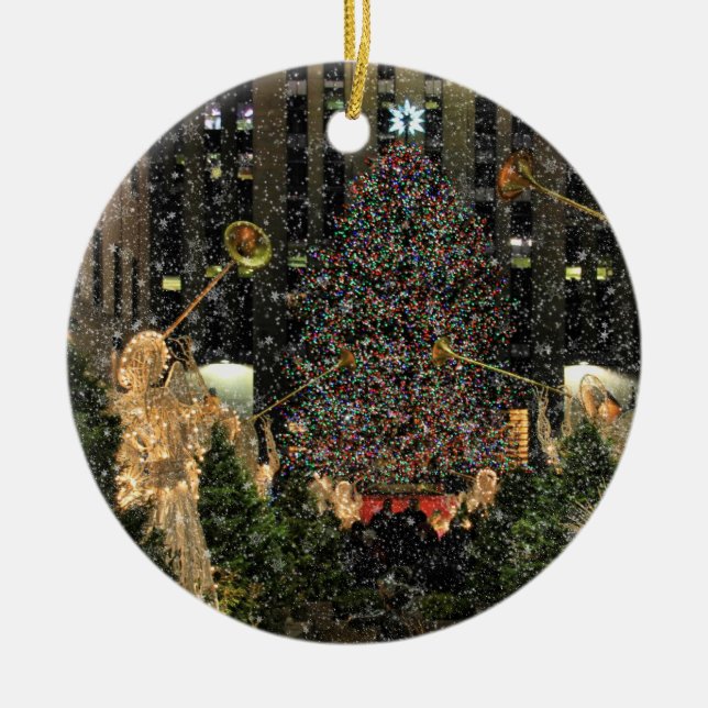Ornement Rond En Céramique NYC Rockefeller Center (Devant)