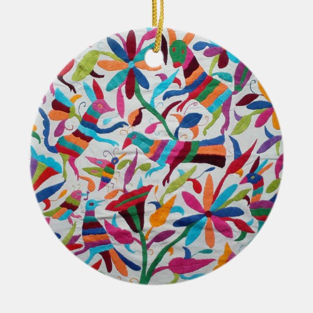 Ornement Rond En Céramique Oaxaca Mexique Mexicain Maya Hispanique Ethnique B (Devant)