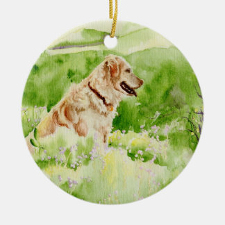 Ornement Rond En Céramique Occasion de golden retriever