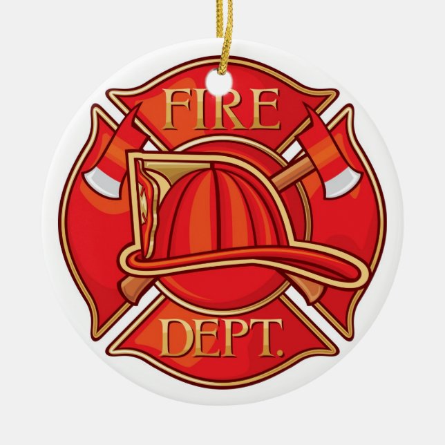 Ornement Rond En Céramique Occupations - Fire Fighter - SRF (Devant)