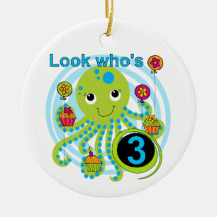 Ornement Rond En Céramique Octopus 3e anniversaire T-shirts et cadeaux