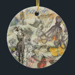 Ornement Rond En Céramique Octopus Beach Antique Côte Steampunk<br><div class="desc">Cette image combine des images de plaisirs balnéaires à l'ancienne. Cette image vintage de pieuvre et de beauté balnéaire est un collage d'images anciennes des années 1800 et du début des années 1900. La pieuvre de céphalopode vintage regarde les beautés de la baignade victorienne montrer leurs maillots de bain antiques...</div>