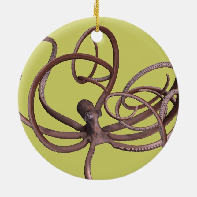 Ornement Rond En Céramique Octopus géant (Dos)