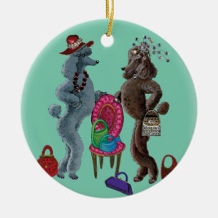 Ornement Rond En Céramique Oeuvre de Noël de caniche