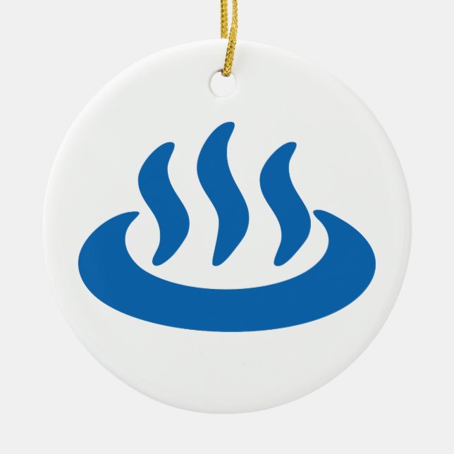 Ornement Rond En Céramique Onsen ♨ Hot Spring 温 泉 Japonais (Devant)