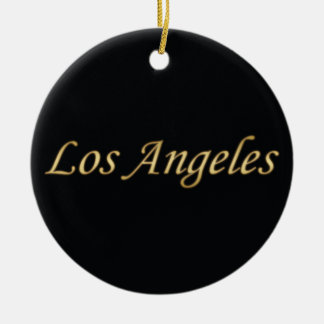Ornement Rond En Céramique Or de Los Angeles - sur le noir