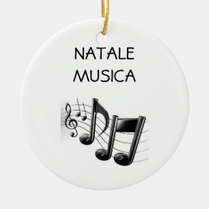 ORNEMENT ROND EN CÉRAMIQUE ORNAMENT DE MUSIQUE ITALIENNE=MUSIQUE NATALE