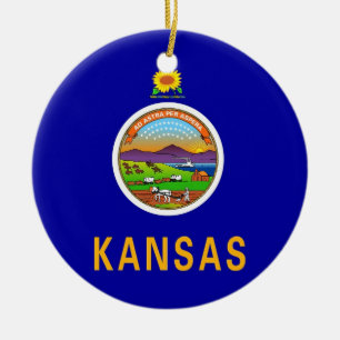 Ornement Rond En Céramique Ornament with flag of Kansas