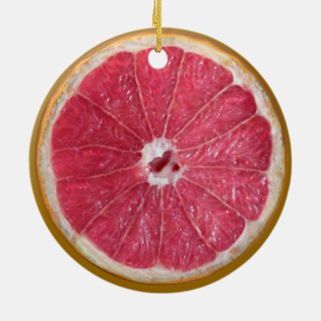 Ornement Rond En Céramique Pamplemousse rouge juteux (Dos)